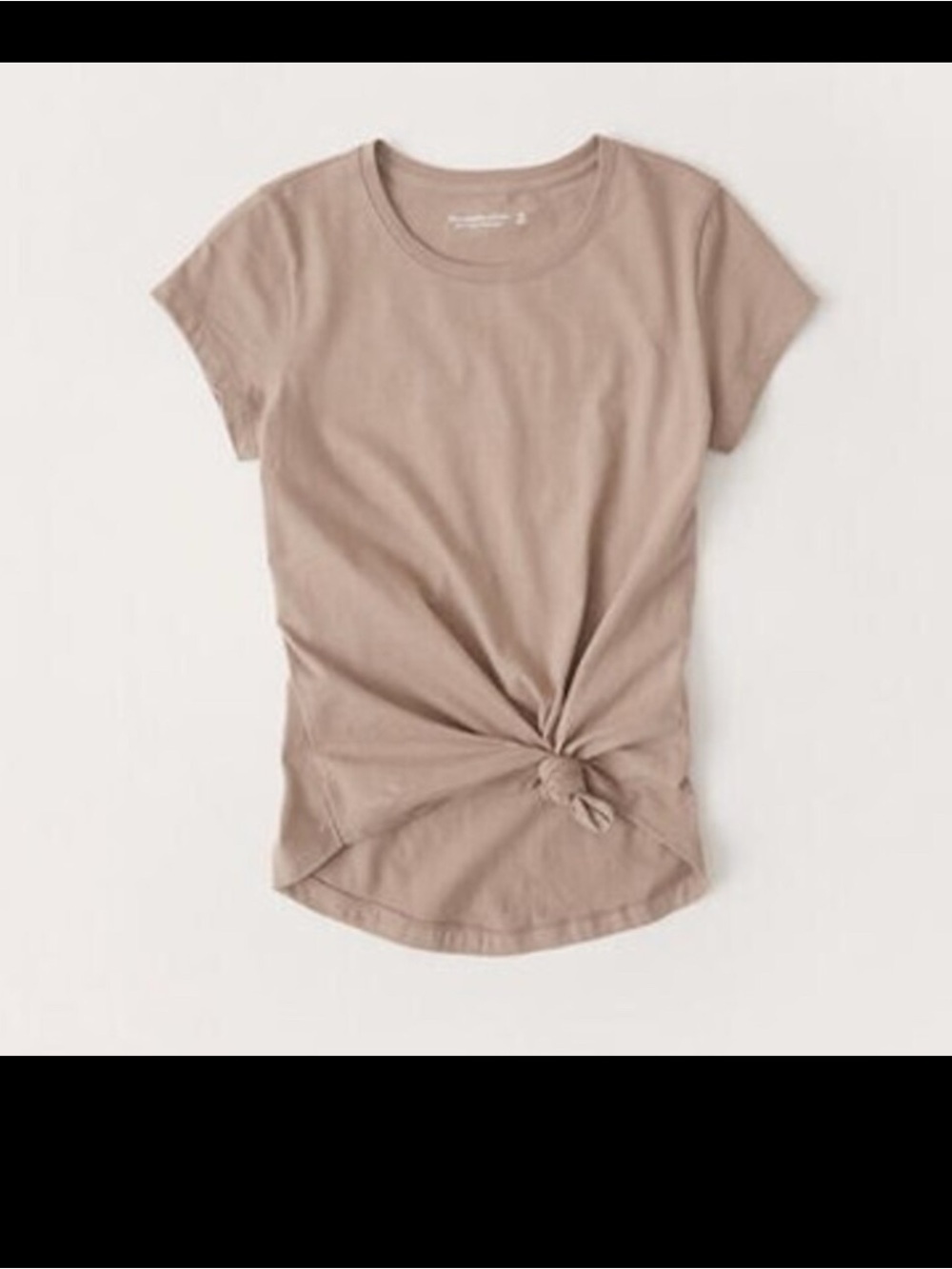 Abercrombie & Fitch Knot-Front Short Sleeve Tee in Taupe size Medium